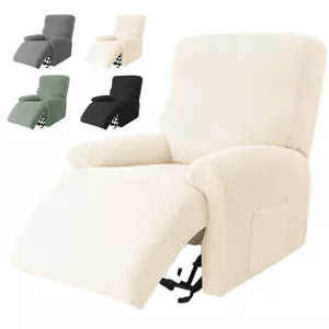 Knitted Twill 4 Pieces Recliner Sofa Cover Stretch Recliner Sofa Armchair Covers - Picture 1 of 19