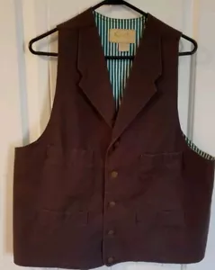 Scully Weste Herren L Braun Canvas Rangewear Cowboy Gefüttert Knopf Western Braun Neu - Bild 1 von 3