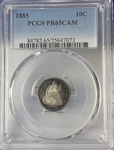 1885 10C Proof Seated Liberty Dime PCGS PR65CAM - Nice Toning Cover