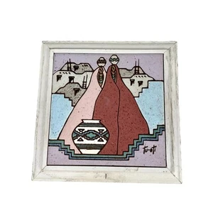 Vintage 1990 Tu-Oti Erdtöne Südwesten dekorative Keramik Kunst Fliese 7,5 x 7,5 USA - Bild 1 von 8
