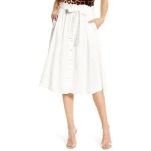Vero Moda Women's Sammi Button Front Ruffled High Waist Cotton Midi Skirt Large - Picture 1 of 7
