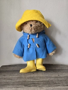 Vintage Paddington Bear 1975 Eden Toys Doll, Yellow Hat, Felt Blue Coat, 20"H - Picture 1 of 17