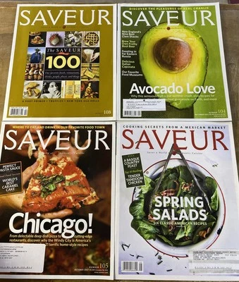 SAVEUR MAGAZINE LOT 4 ISSUES #102 119 180 181 Authentic Cuisine Cooking Gourmet - Image 1 of 4