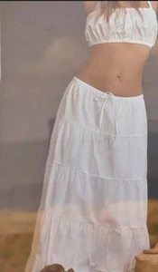 Falda Zara Maxi Marco A Blanca Cintura Elástica Dec Lazo Talla Pequeña Nueva con Etiquetas - Imagen 1 de 15