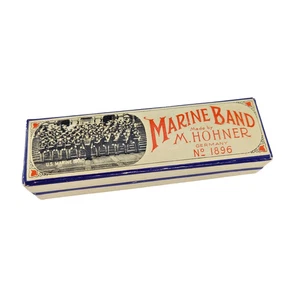 Vintage M. Hohner no. 1896 Marine Band Harmonica made in Germany w/ Box Key C - Picture 1 of 7