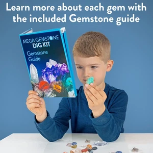 Mega Gemstone Scavo Kit per Bambini - Set da Scavo 20 Gemme e Cristalli Veri - Foto 1 di 12