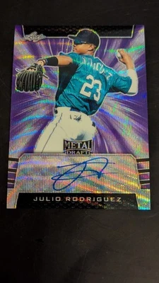 JULIO RODRIGUEZ #01/15 AUTO 2019 Leaf Metal Purple Wave Prizm Mariners Rookie 🔥 - Image 1 of 2