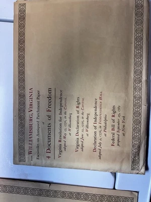 Facsímiles de Williamsburg, Virginia en papel pergamino envejecido de 4 documentos - Imagen 1 de 4