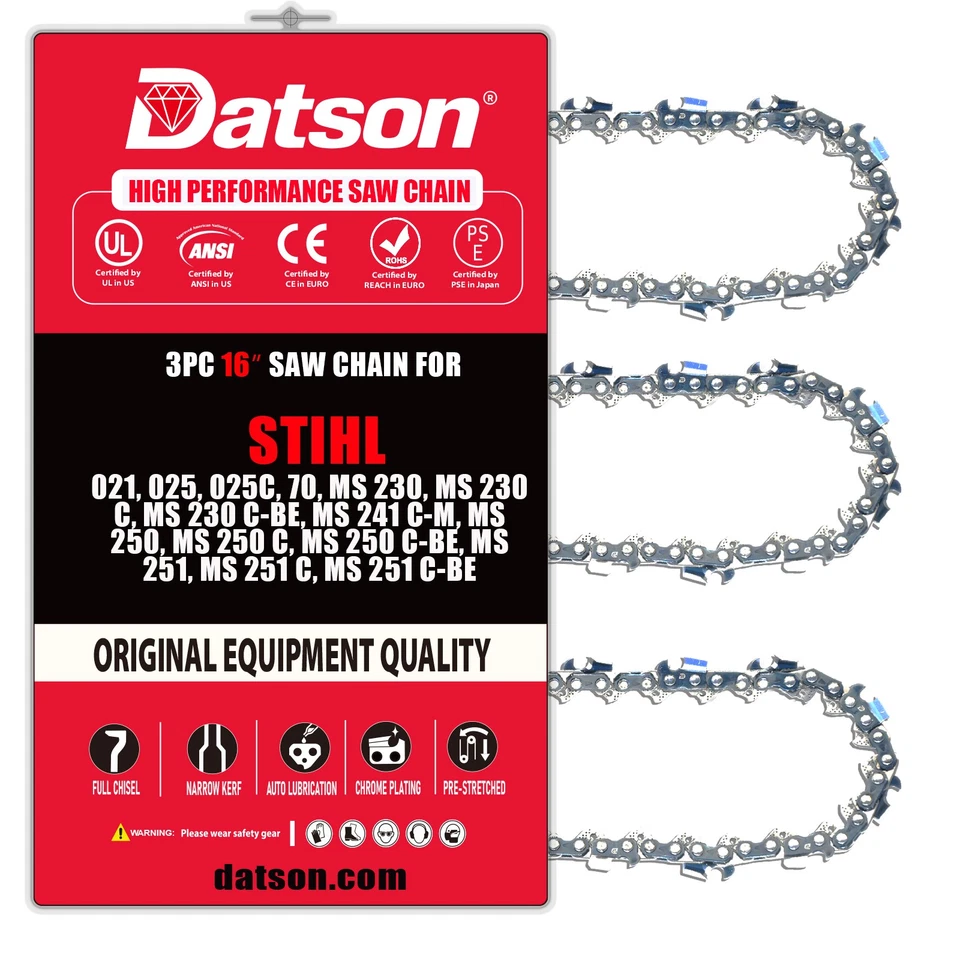 3X Chainsaw Chain 16 Inch FOR STIHL 021, 025, 025C, 70, MS 230 .325" .063" 62 DL - Image 1 of 4