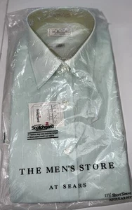 Vintage The men's store at Sears dress shirt short sleeve stripe green NWT 15.5 - Picture 1 of 7