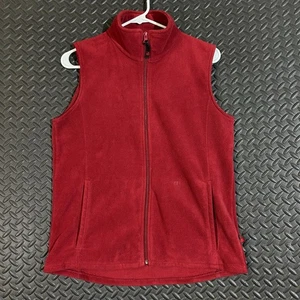 Woolrich Damen rubinrot Fleece Pullover Weste Full Size S durchgehender Reißverschluss Tasche - Bild 1 von 7