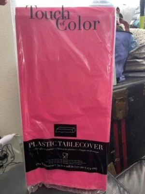 Touch of Color, Plastic Table Cloth, 54x108" Rectangle Cover - Candy Pink New!!! - Image 1 of 2