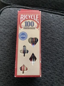 Bicycle 100 Poker Chips Casino Colors Interlocking 50 Ivory 25 Blue 25 Red C362 - Picture 1 of 4