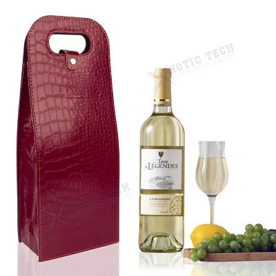 Сумка для переноски вина из красного крокодилового зерна двойная бутылка защита сумка с короткими ручками для переноски - Изображение 1 из 4