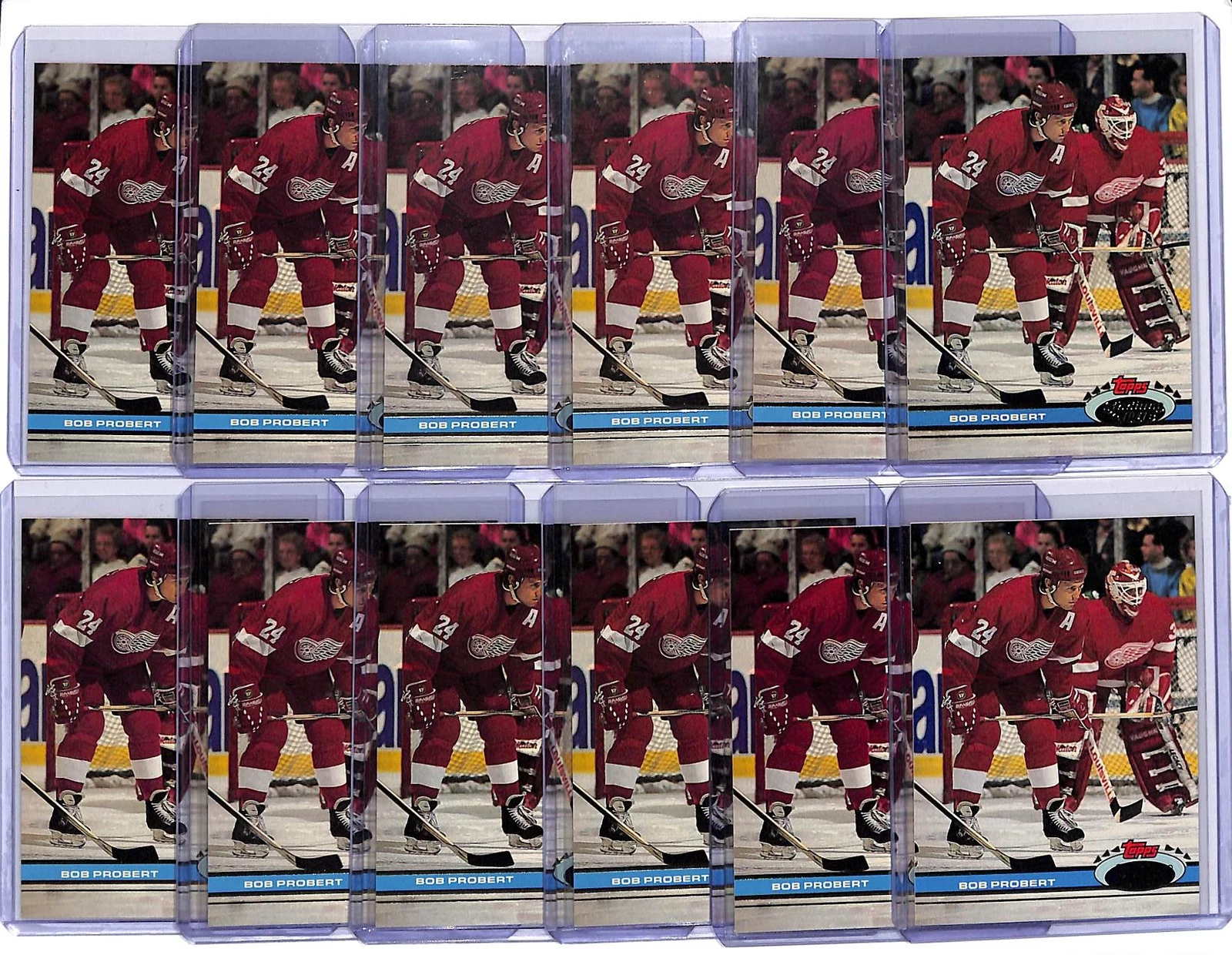(12) Lot 1991-92 Topps Stadium Club Bob Probert #59 Detroit Red Wings