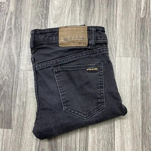 VOLCOM 2x4 Skinny Leg Low Rise Black Denim Jeans Boy's Size 27 - Picture 1 of 12