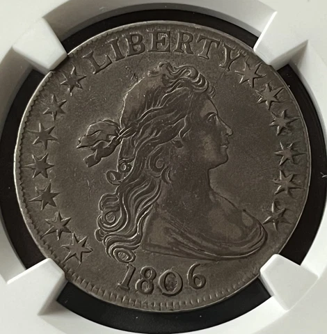 1806 Draped Bust Half Dollar Pointed 6, No Stem O-109a NGC XF40 Cover