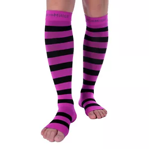 Doc Miller Open Toe Socken Kompression 15-20 mmHg Erholung Krampfadern PNK/BLK - Bild 1 von 9