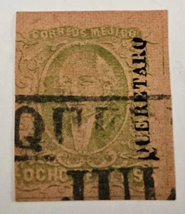 México 8 Reales Green Scott 12 Querétaro District Box Cancel 3 Large Margins XF - Picture 1 of 2