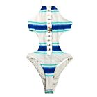 Beach Bunny Blue White Tie Dye Cutout Swimsuit One Piece Cheeky Size Medium
