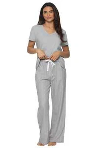 NWT! Felina Women's Sz L Mirielle Short Sleeves V-Neck Top & Pants Pajama Set - Picture 1 of 11