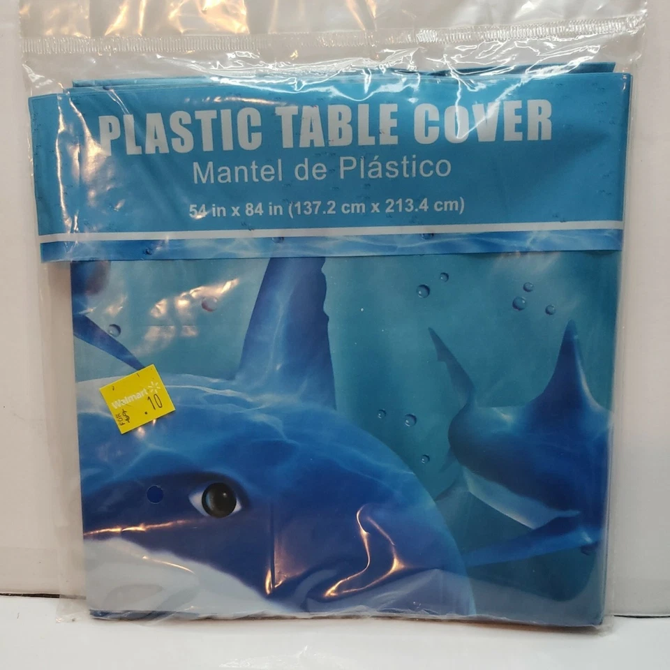 Creative Converting Cool Shark Luau Party Decoration Plastic Tablecover WM72178 - Image 1 of 4