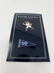Polo Bear Ralph Lauren 67 Fragrances 2 Pin Lapel RARE Baseball Pennant Yankees - Bild 1 von 6