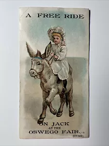 c1880s OSWEGO New York RIDE TICKET on JACK the Spanish DONKEY for Little Girls - Picture 1 of 7