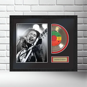 Bob Marley  - 24k Gold 7" Record - Wood ( Solid Oak ) Framed Display