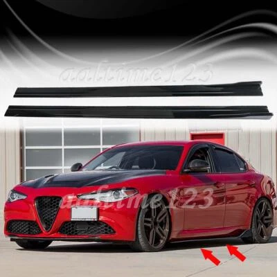For Alfa Romeo Giulia Gloss Black Side Skirt Splitter Spoiler Extension Rocker Foto 1 de 4