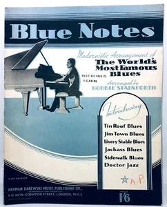 BLUE NOTES - Blues Medley - 1939 UK Piano Solo sheet music - Bobbie Stainforth - Picture 1 of 1
