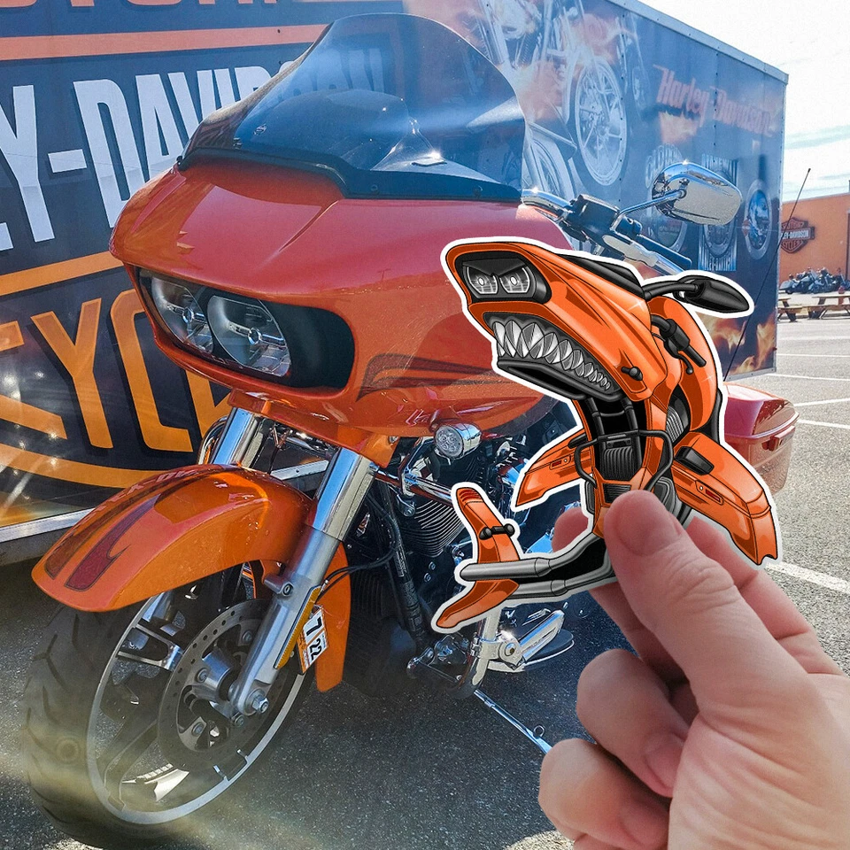 Harley-Davidson Road Glide Motorcycle Stickers - Set of 3 KissCut Biker Decals - Image 1 of 1