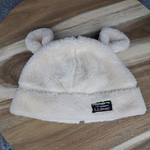 L.L. Bean Toddlers Fleece Beanie Cream Winter Hat W/ Ears 6-12 Months - Picture 1 of 6