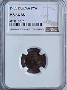 Burma 1 Pya 1955 NGC MS 64 BN - Picture 1 of 2