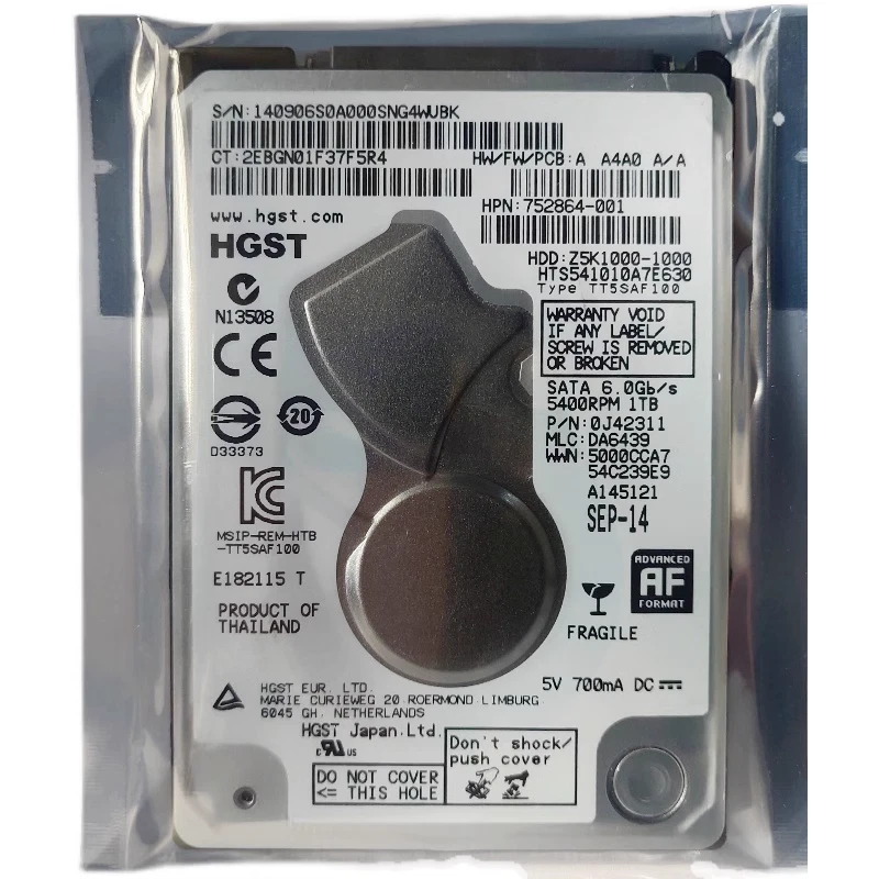HGST 1TB HTS541010A9E680 5400RPM SATA 2.5" Laptop HDD Hard Drive - Image 1 of 1