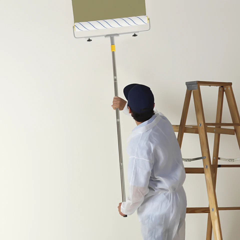 Large Paint Roller Adjustable Roller Frame Extension Poles 3 Roller Brushes Kit - Image 1 of 4