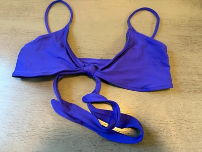 NEW blue front tie   L SPACE swimsuit bikini top size large - Image 1 of 2