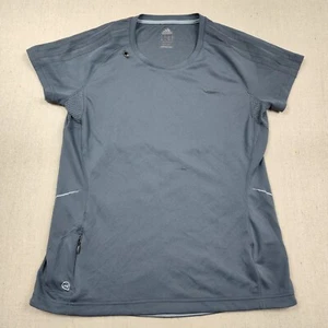 Adidas Running Shirt Womens Large Grey Crew Neck Short Sleeve Pocket Supernova - Picture 1 of 6