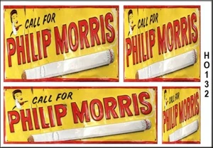 WEATHERED HO SCALE PHILIP MORRIS GENERAL STORE DIORAMA WATERSLIDE SIGNS HO132 - Picture 1 of 1