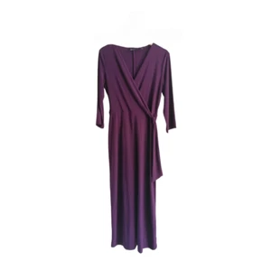 Nina Leonard QVC Faux Wrap Maxi Dress Prune Purple Size Small Petite - Picture 1 of 6