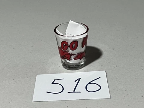 University  of Arkansas Shot Glass, 2.25" Tall, Glass Material Cover