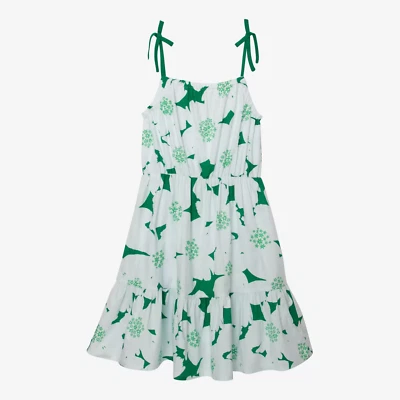 NWT Catimini Girls' Darling Green & White Floral Print Sleeveless Dress, Sz 12Y - Image 1 of 4