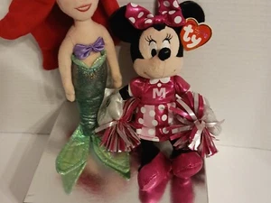 TY Beanie Babies Sparkle Disney Minnie Mouse Cheerleader And Ariel - Picture 1 of 10