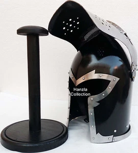 Roman knight Helmet~Barbute Medieval Armour helmet with Inner Liner & Wood Stand - Picture 1 of 4
