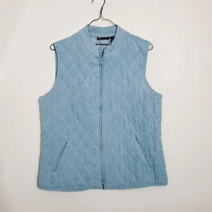Relativity Womens Small Quilted Puffer Vest Sky Blue Full zip sleeveless - Picture 1 of 8