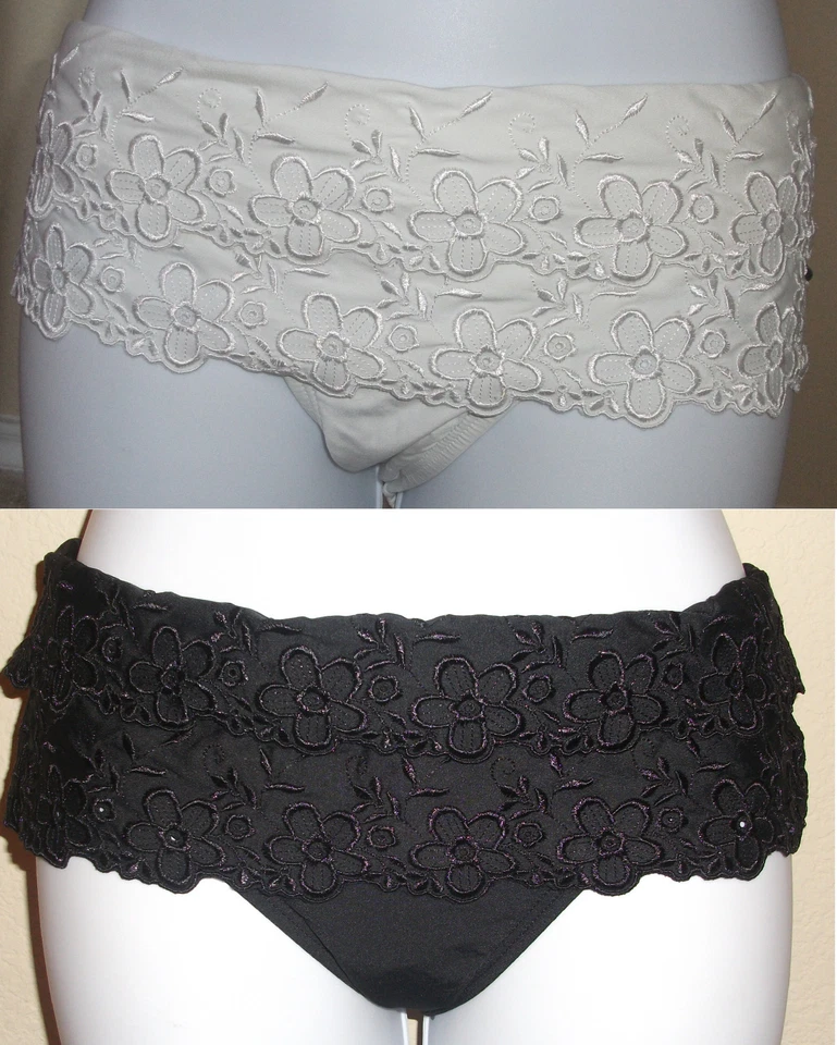 NWT genuine PERRY ELLIS mini white/black shirted swim bikini bottom pant, S,M,L - Image 1 of 1