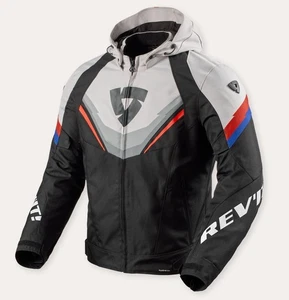GIACCA MOTO REV'IT QUANTUM 3 H2O BLACK LIGHT GREY BLU RED IMPERMEABILE TG L - Picture 1 of 6