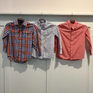 Gap Kids Lot of 3 Boys Shirt Small Size 6-7 Plaid Striped Long Sleeve Button Up - Picture 1 of 18