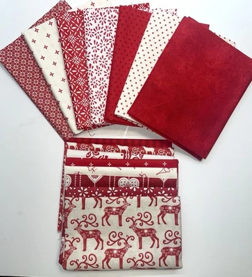 Красно-белое лоскутное одеяло магазин качественный хлопок комплект 7 четверть квадратного ярда 8 восьмых 2,75 года - Изображение 1 из 4