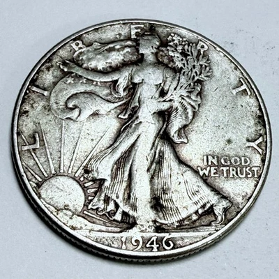 1946 Walking Liberty Half Dollar Nice Circulated Condition 90% Silver #3849 - Image 1 of 2